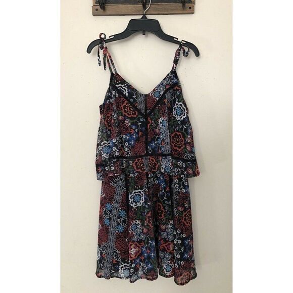 NWT NICHOLAS Sz 2 SLEEVELESS POPOVER MINI DRESS BORDER FLORAL $495 - Picture 3 of 11